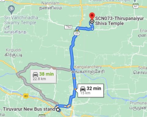 Tirupanaiyur route map